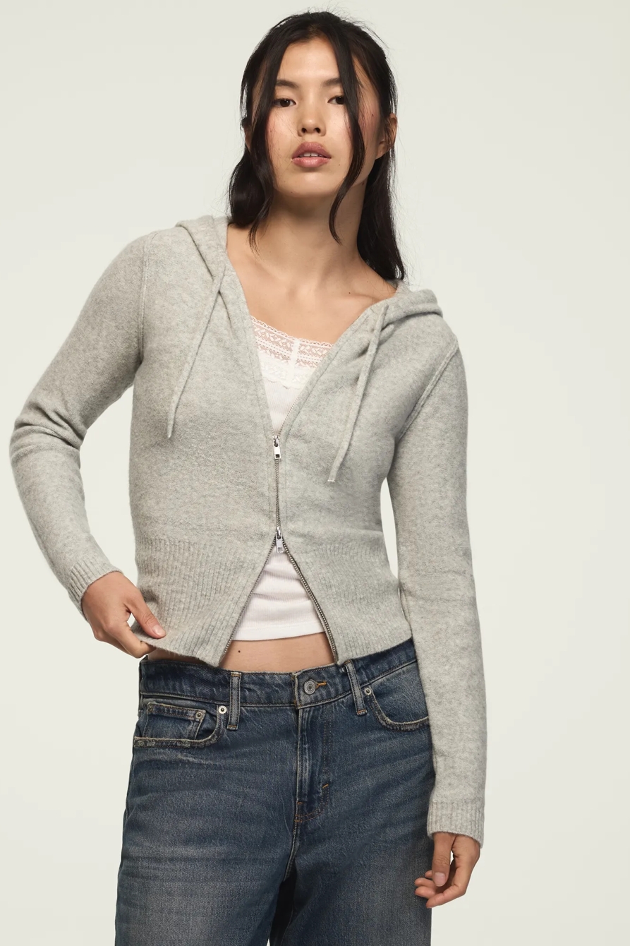 CLOUD SOFT ZIP UP HOODIE — LIGHT HEATHER GRAY — image 1