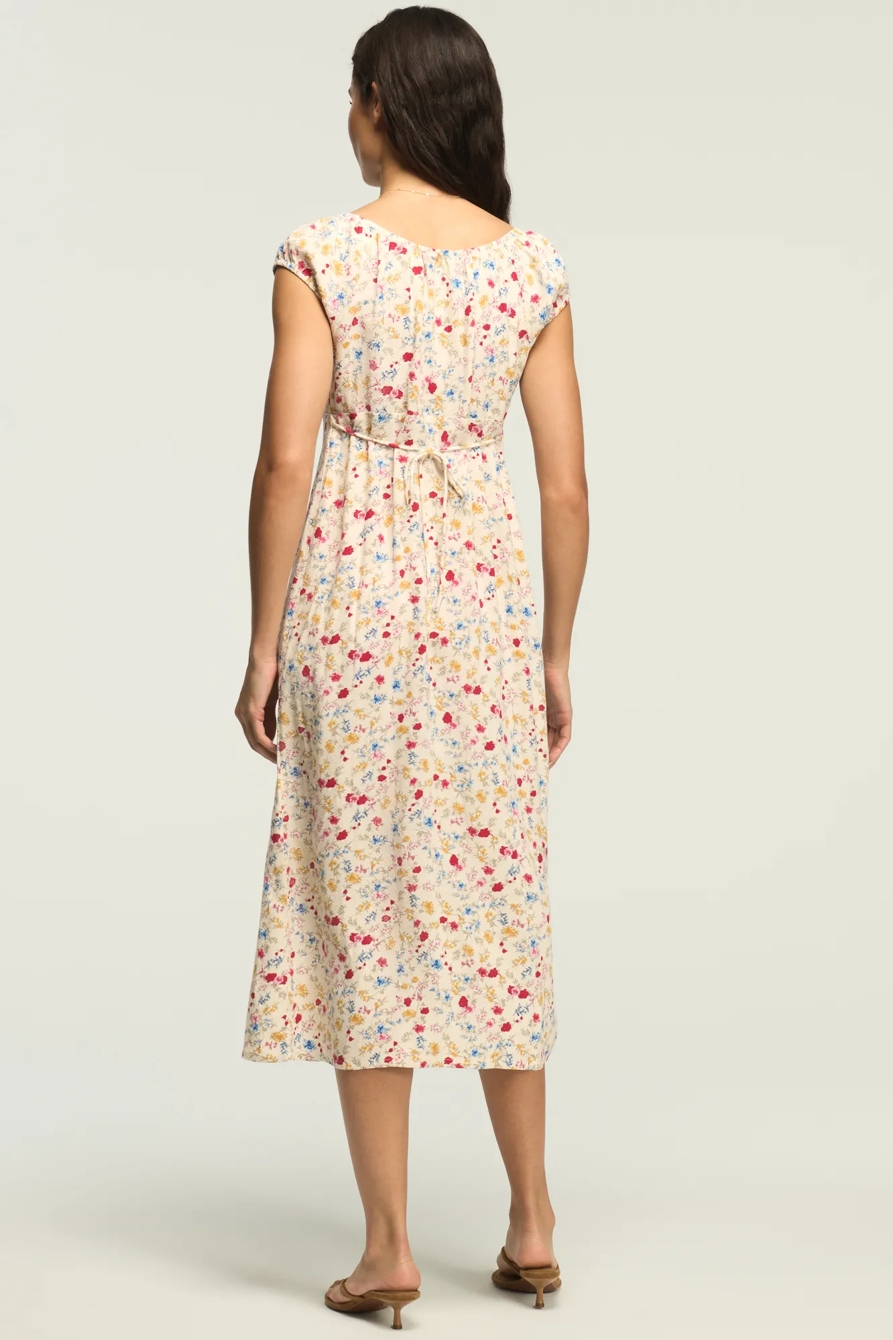 EMPIRE SHORT SLEEVE SIMONE MIDI DRESS — Cream Floral — image 3