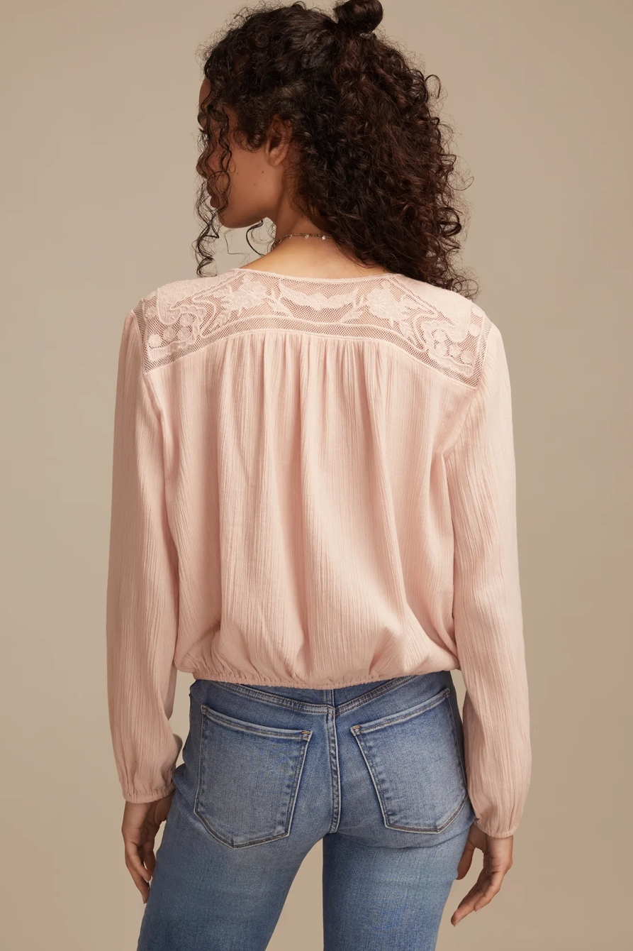 LONG SLEEVE PINTUCK BUBBLE TOP — SEPIA ROSE — image 3