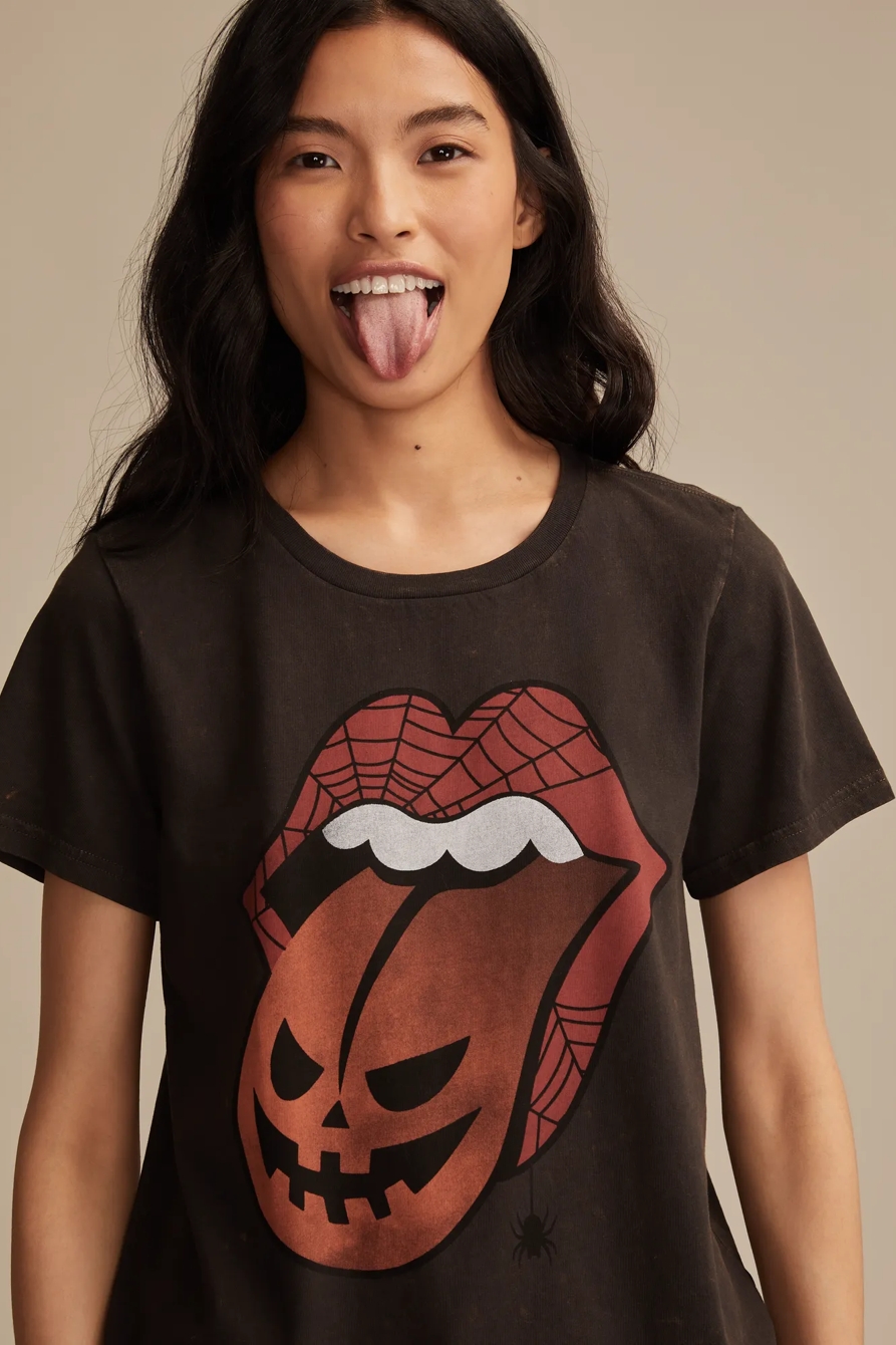ROLLING STONES PUMPKIN TONGUE CLASSIC CREW — JET BLACK — image 1
