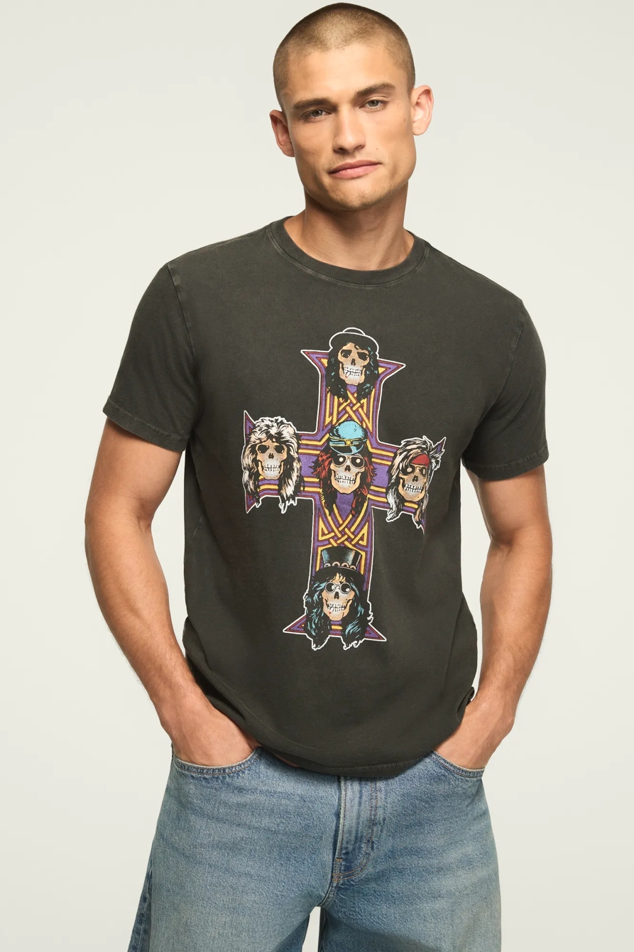 GUNS N ROSES CROSS TEE — JET BLACK — image 1