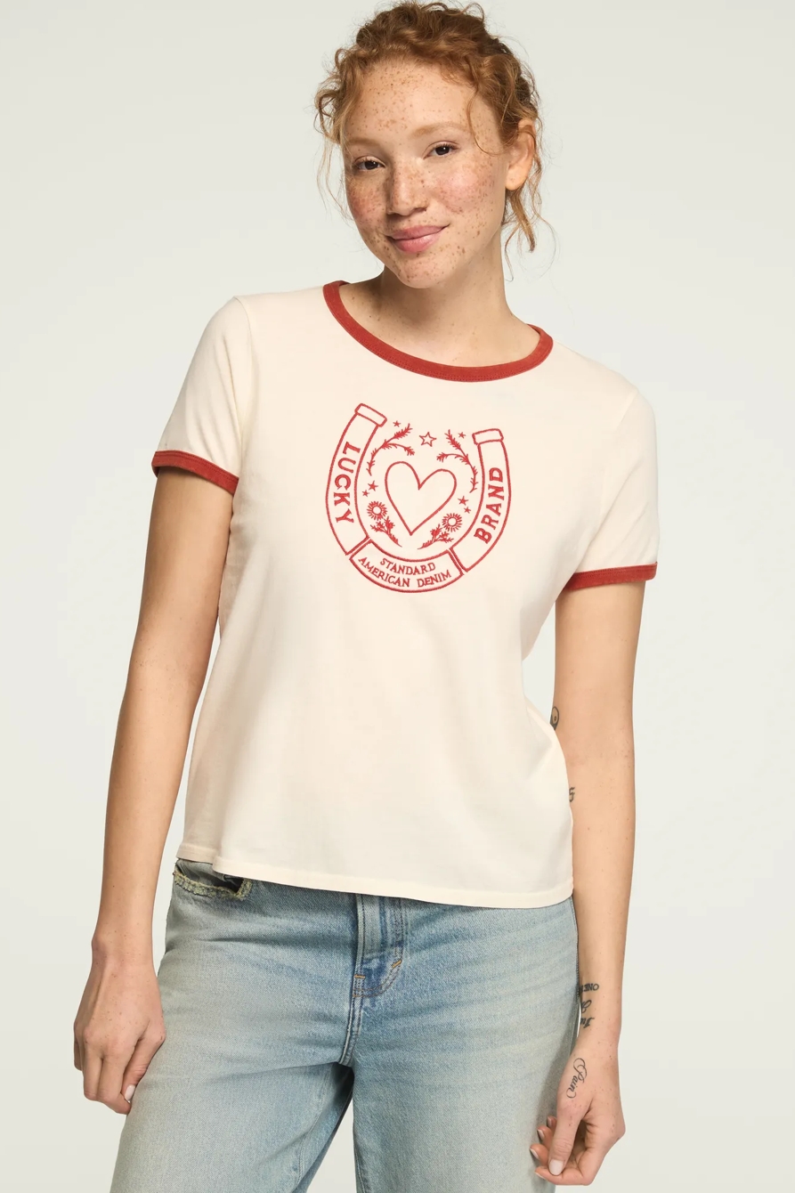 LUCKY BRAND HORSESHOE RINGER TEE — GARDENIA — image 2