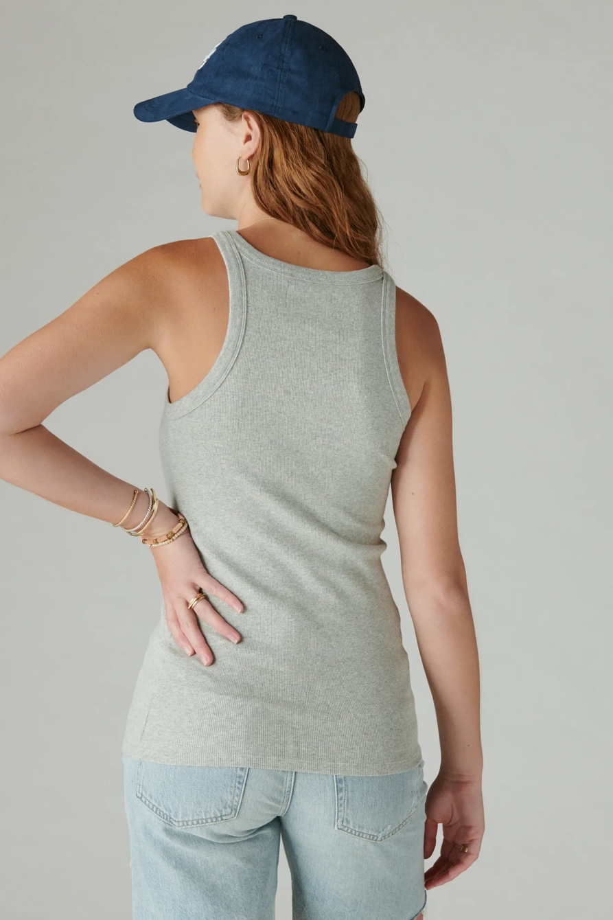 RIBBED ESSENTIAL TANK — LIGHT HEATHER GREY (B03) — image 3
