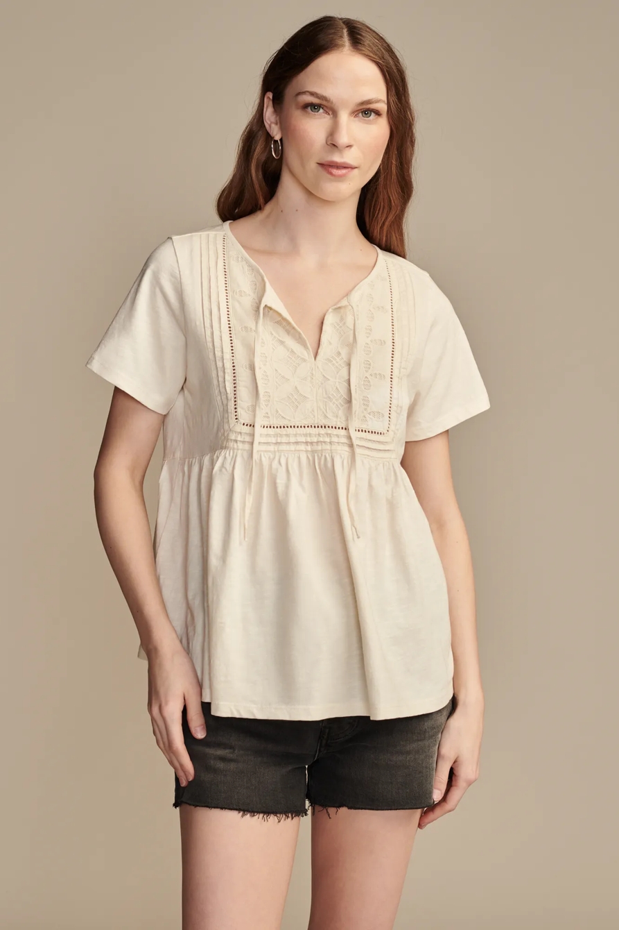 EMROIDERED YOKE TEE — WHISPER WHITE — image 1