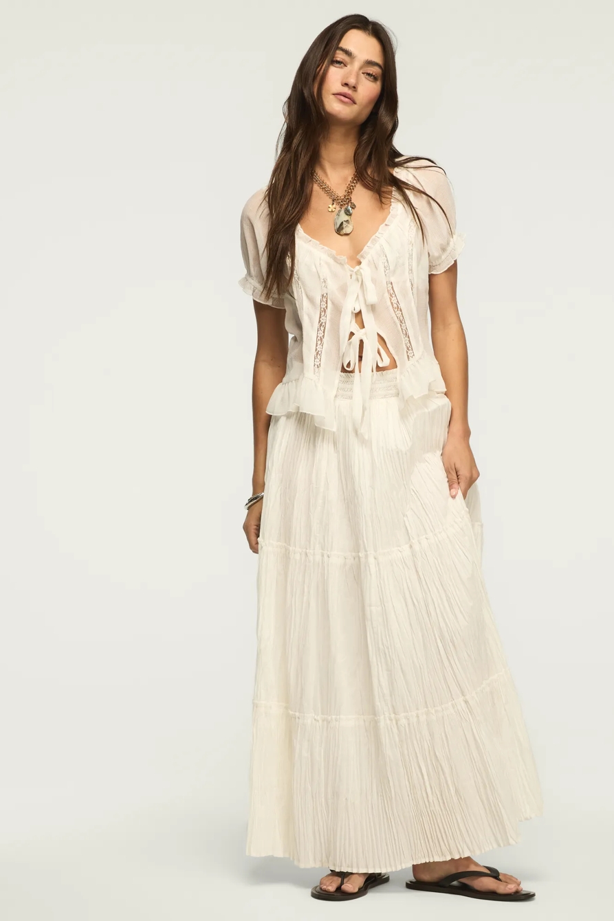 BROOMSTICK MAXI SKIRT — BRIGHT WHITE — image 1