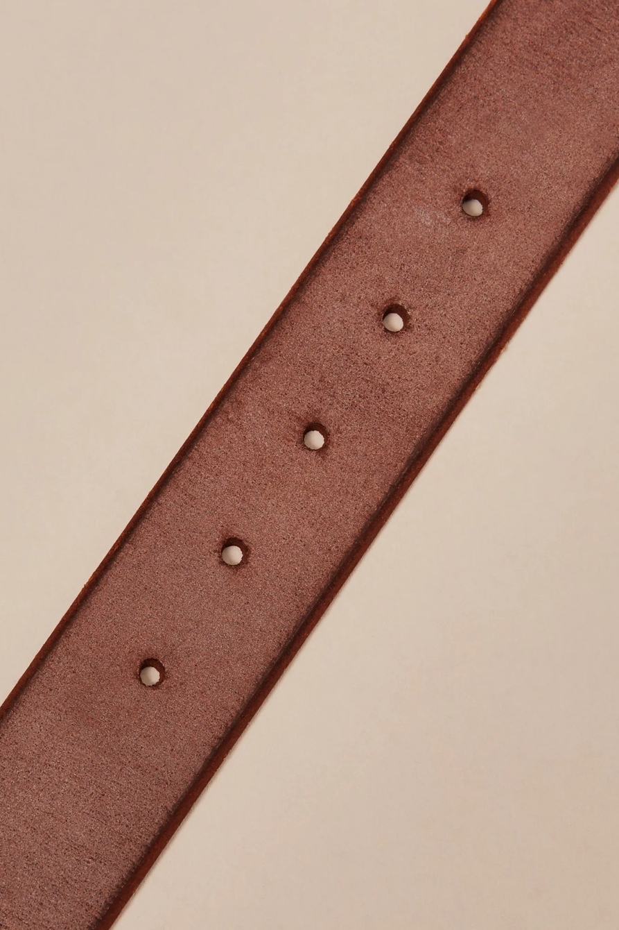 TAB LEATHER BELT — BROWN — image 2