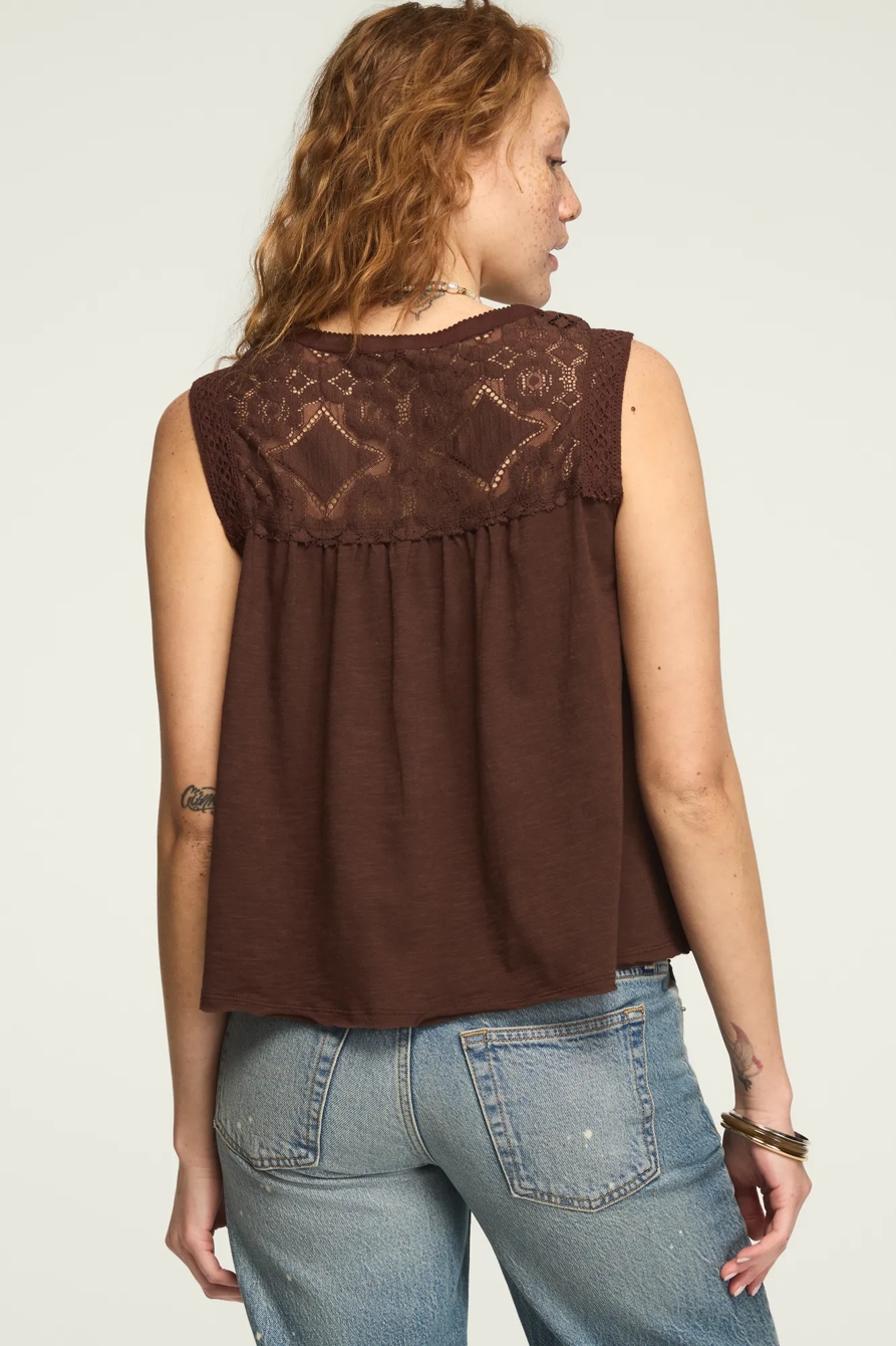 LACE BUTTON THROUGH SWING TANK — CHOCOLATE MARTINI — image 3