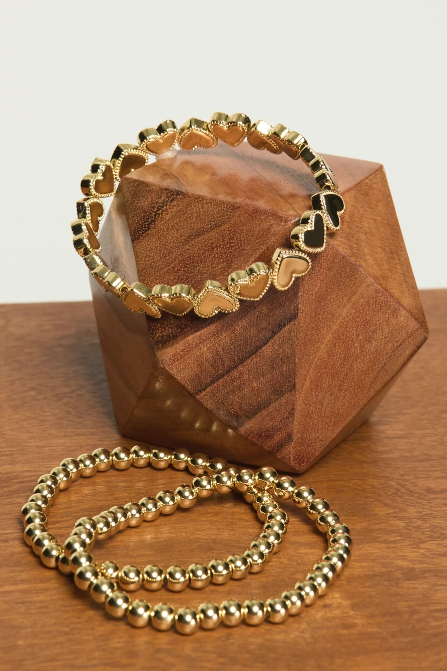 Gold Heart Bracelet Set — ANTIQUE GOLD — image 1
