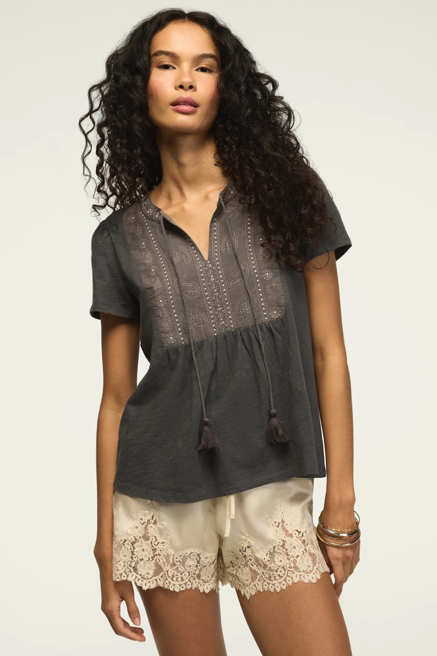 EMBROIDERED PEASANT TEE — CASTLEROCK — image 1