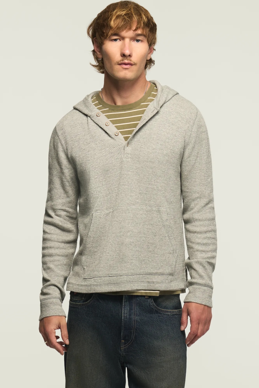 BIRDSEYE THERMAL HOODLEY — HEATHER GREY — image 1