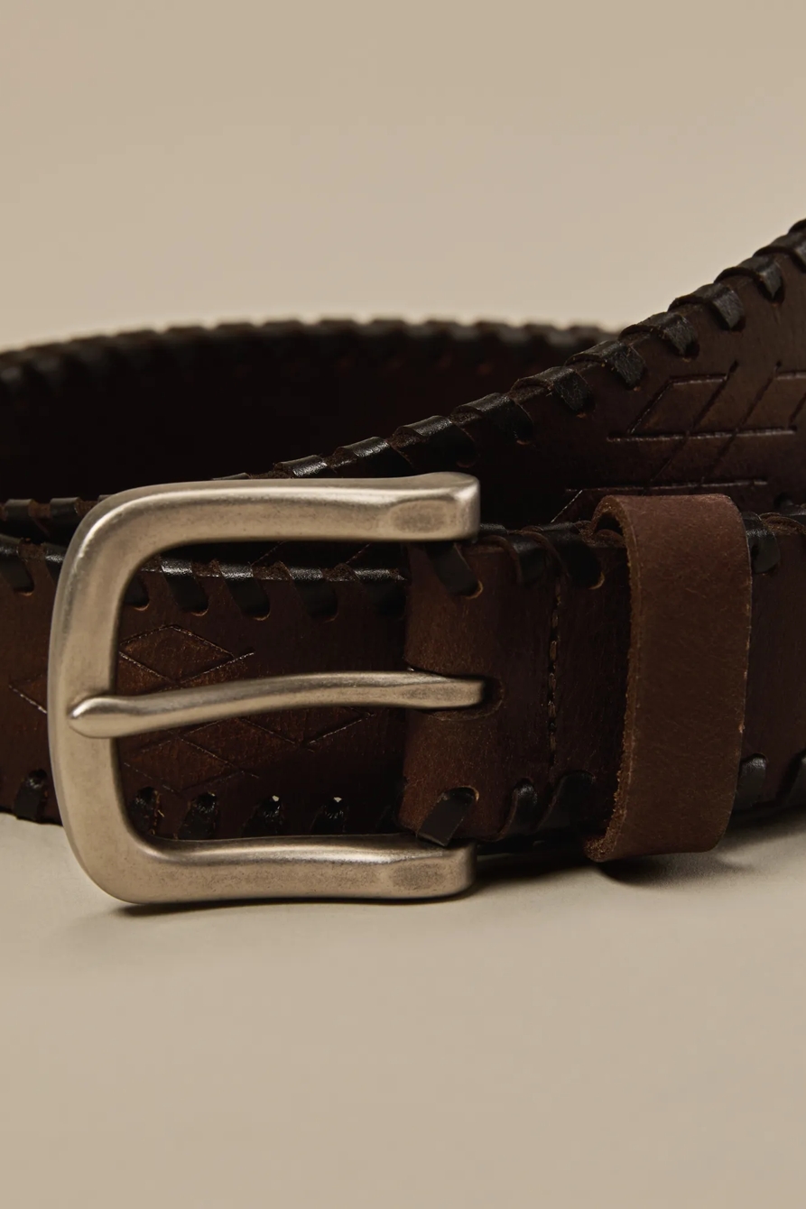 LEATHER EMBOSSED BELT — BROWN — image 3