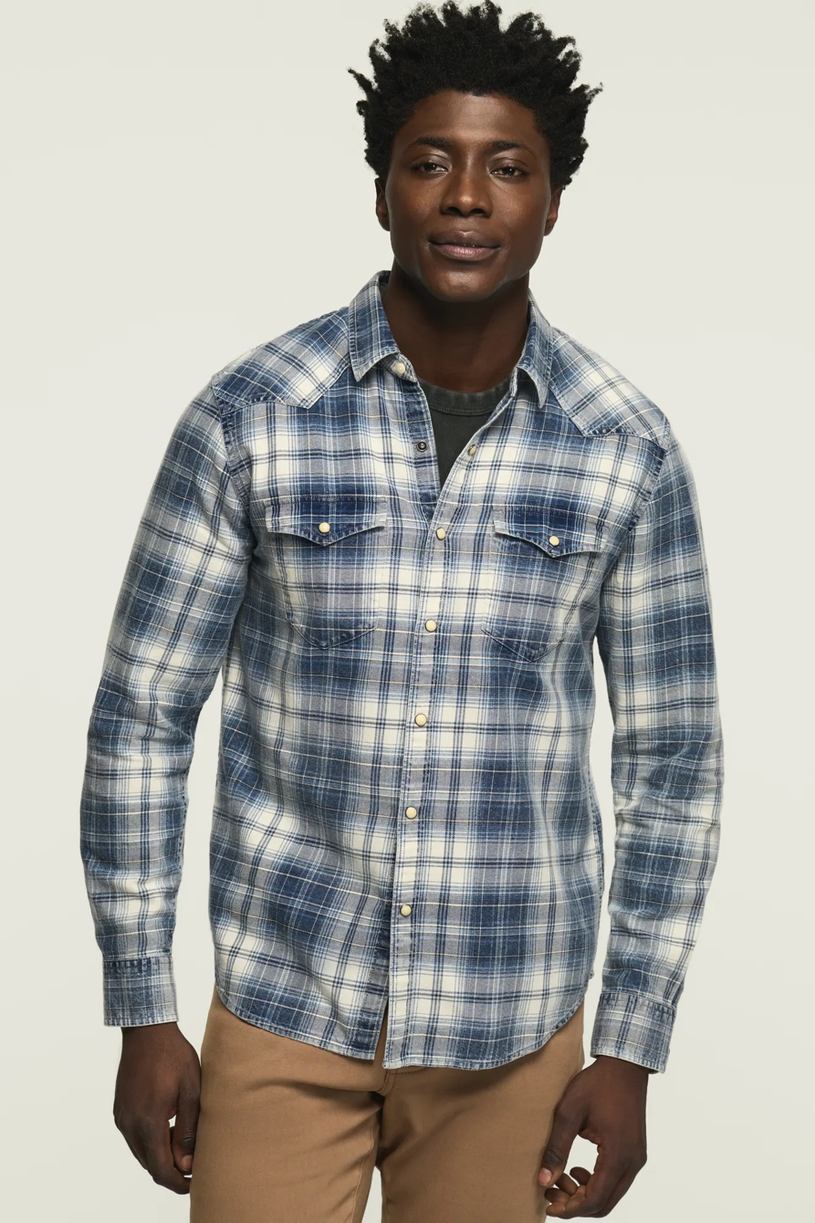 INDIGO PLAID WESTERN SHIRT — INDIGO PLAID — image 1