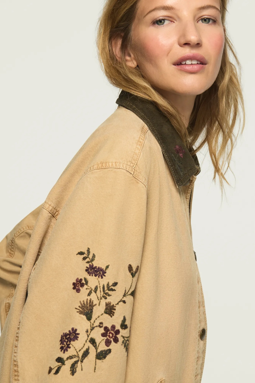 CANVAS OVERSIZED BARN JACKET — TAN — image 5