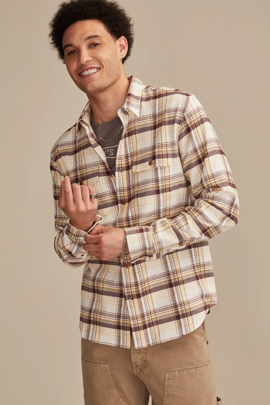 CLOUD SOFT FLANNEL SHIRT — TAN MULTI — image 1