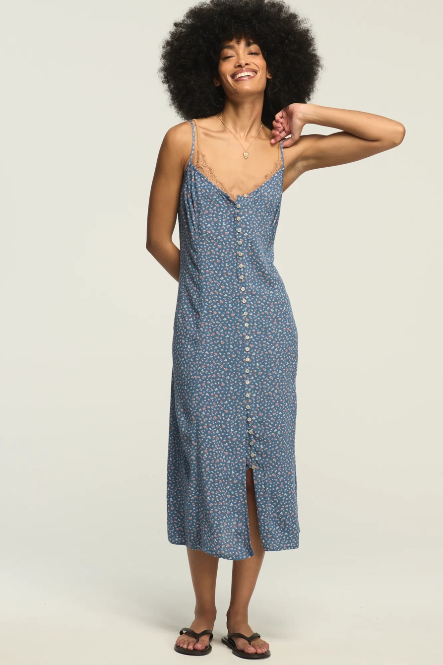 CONVERSATIONAL SIMONE SLIP — BLUE DITSY — image 1
