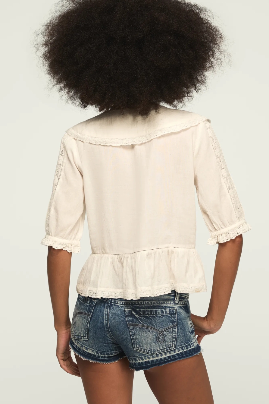 PETER PAN PEPLUM BLOUSE — WHITE — image 3