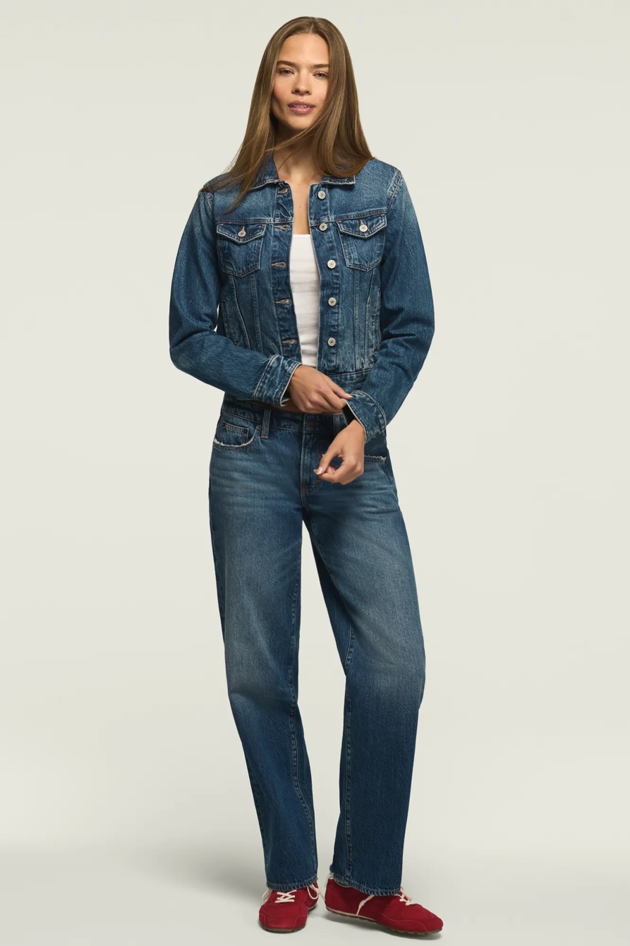 DENIM SHRUNKEN TRUCKER JACKET — UNIQUE WASH — image 2