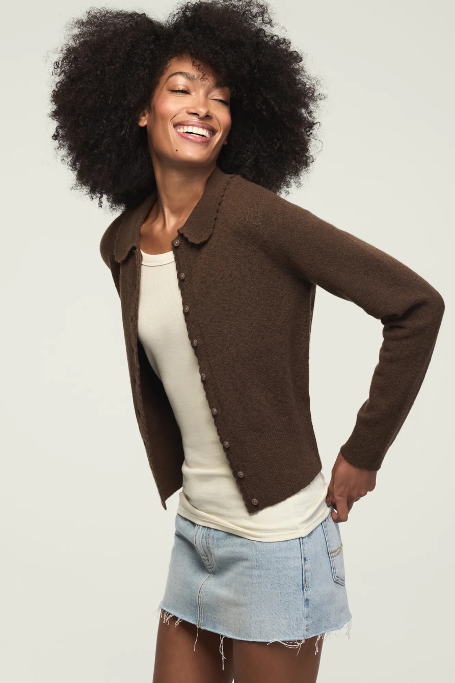 PETERPAN COLLAR CARDIGAN — HOT FUDGE — image 4