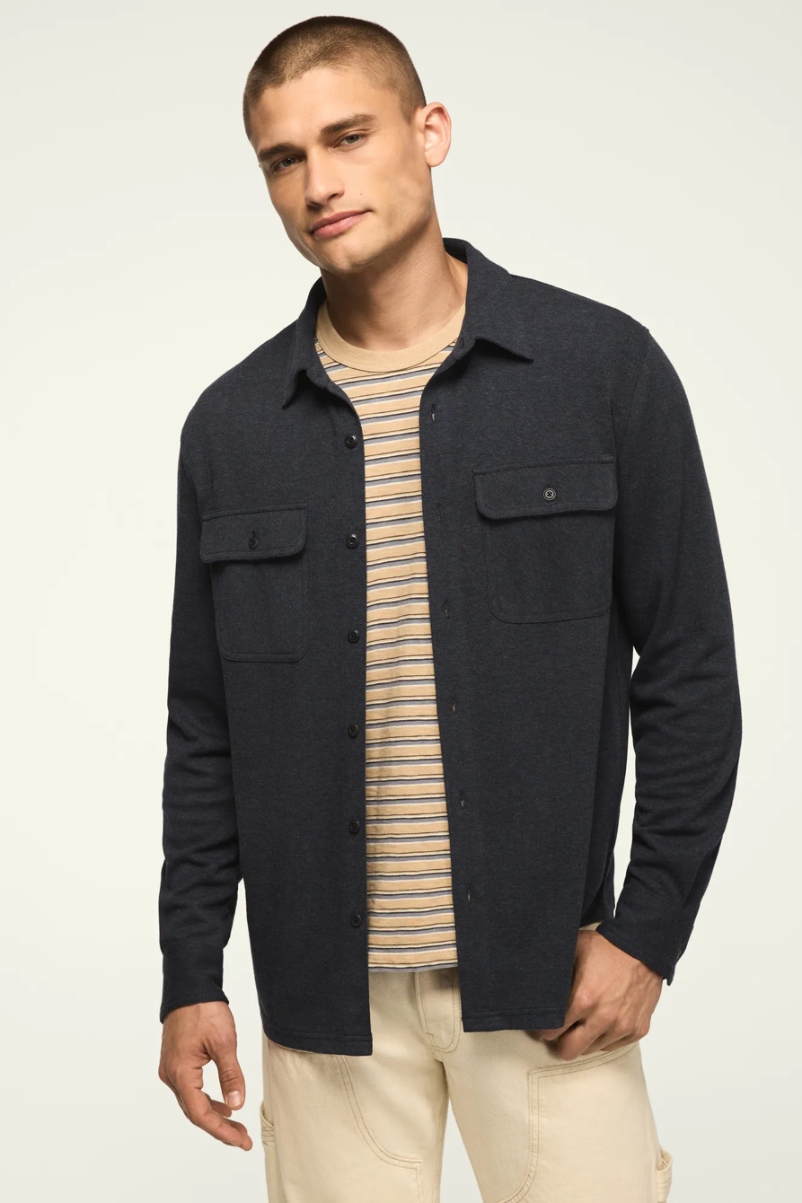 CLOUD SOFT KNIT SHIRT — NAVY HEATHER — image 1