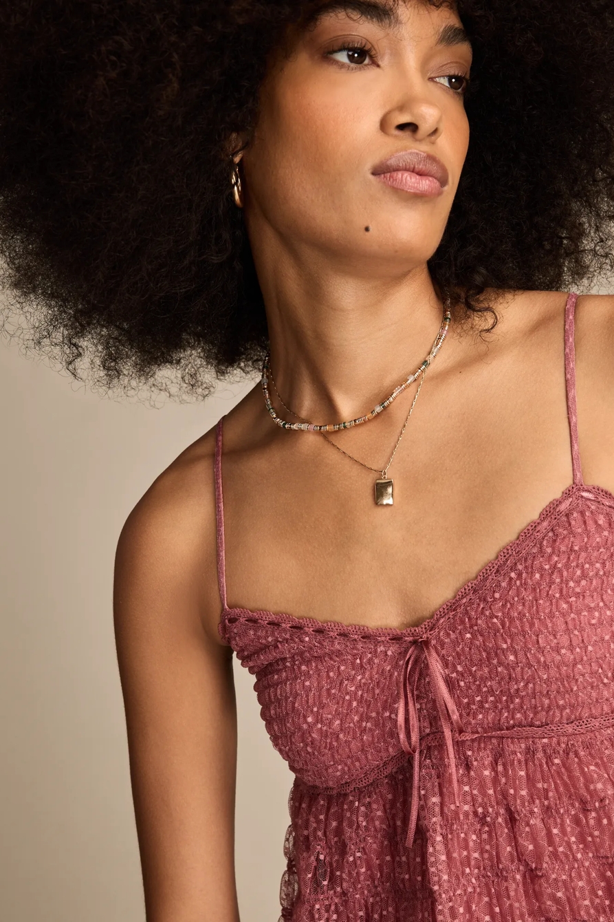 SMOCKED SHEER TANK — Mesa Rose — image 2