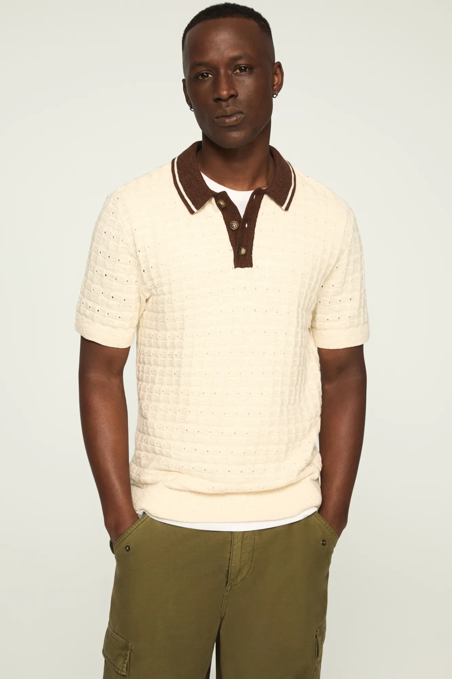 CONTRAST TIP POLO — WHITECAP GRAY — image 1