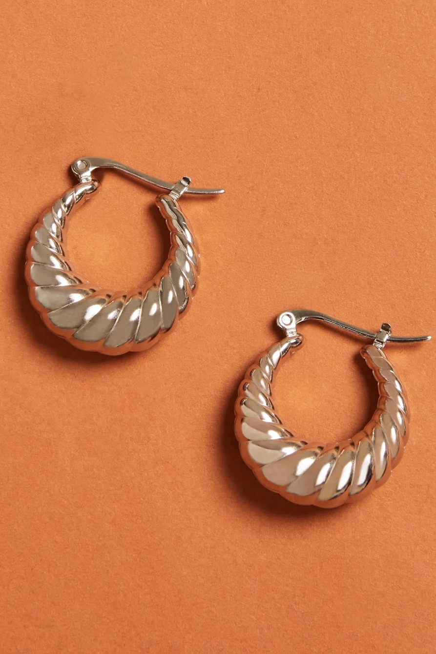 CHUNKY TWIST HOOPS — SILVER — image 1