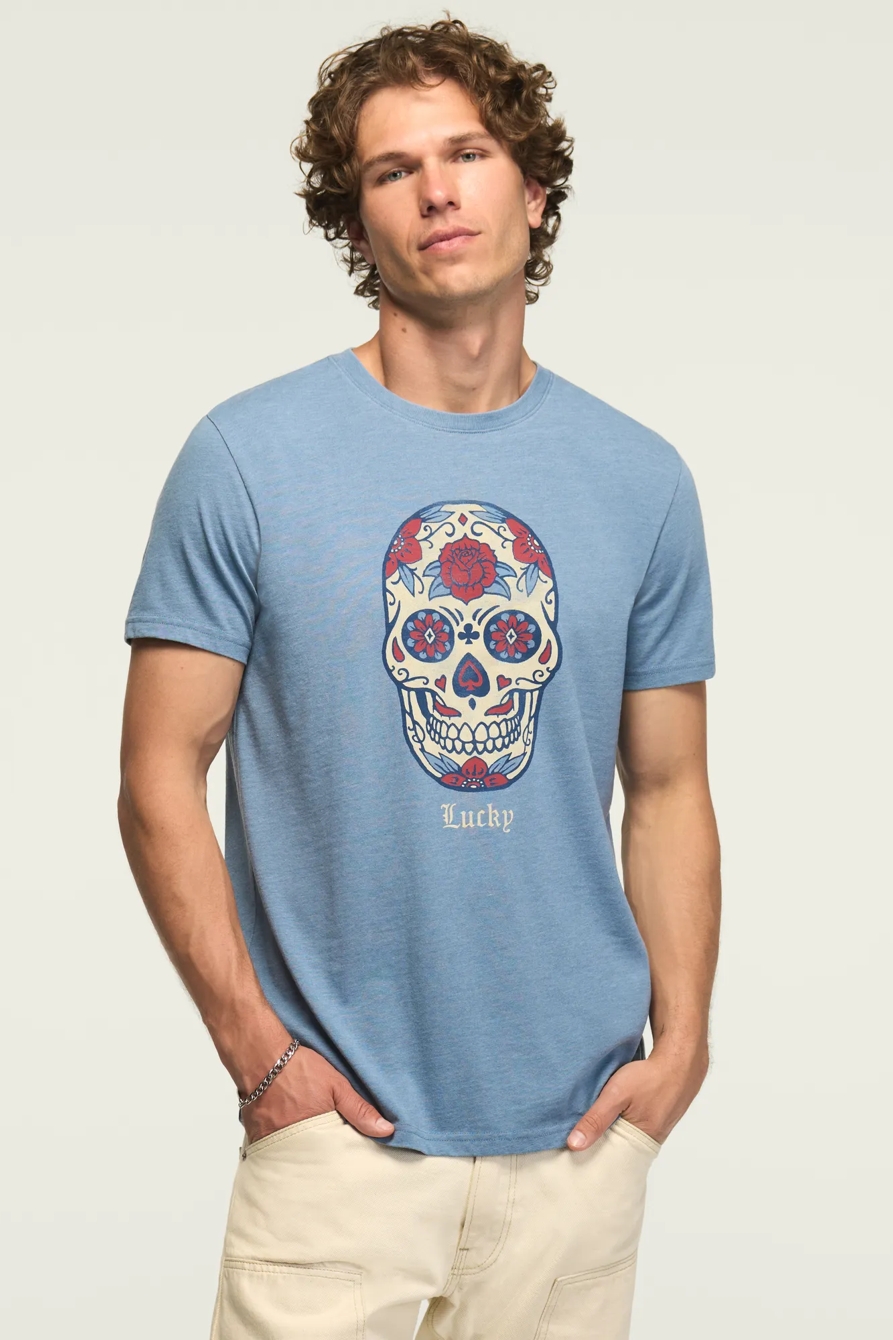 SUGAR SKULL TEE — CORONET BLUE — image 1