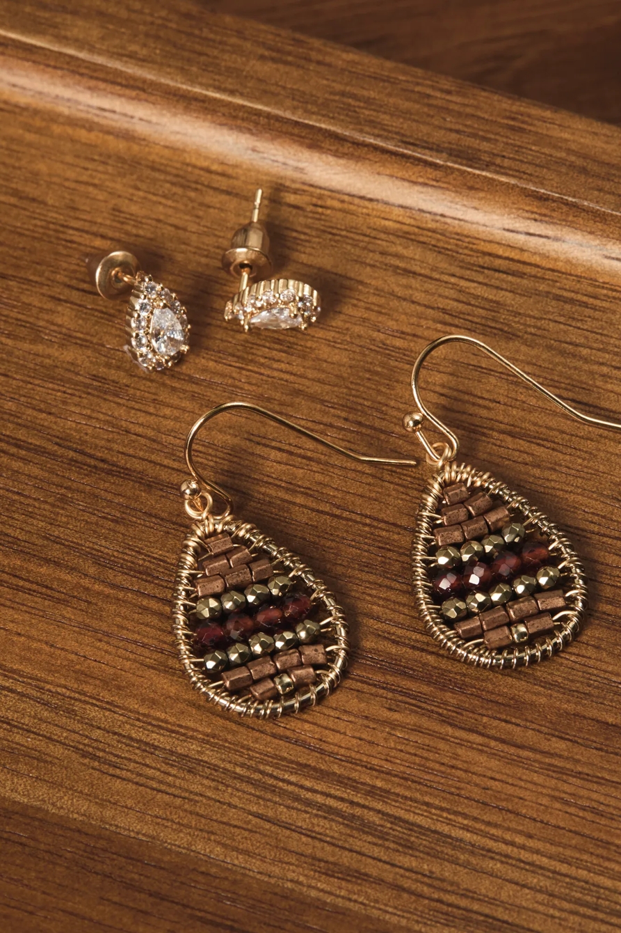 BEADED EARRING SET — GOLD — image 1