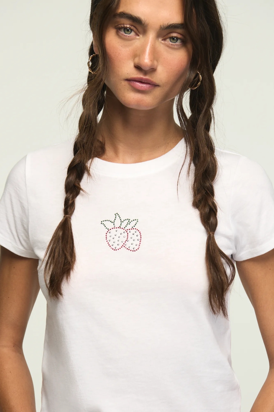 SWEET STRAWBERRIES BABY TEE — BRIGHT WHITE — image 1