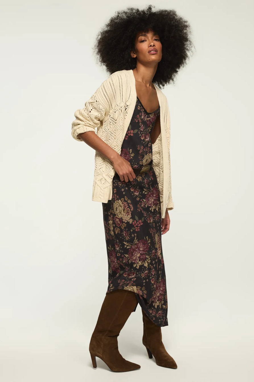 MIXED STITCH CARDIGAN SWEATER — TOFU — image 5