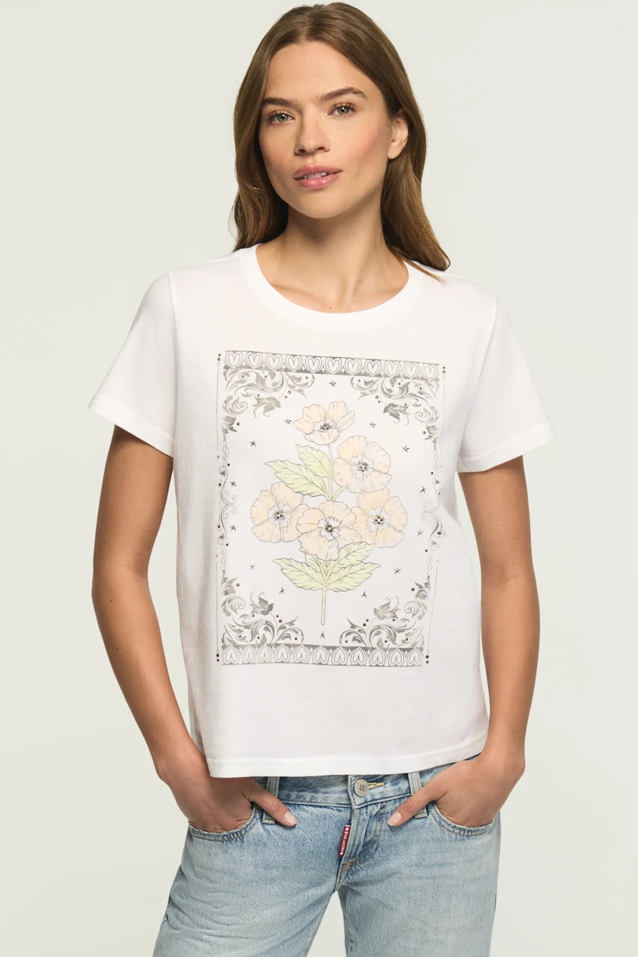 HEART FRAME FLORAL CLASSIC CREW — BRIGHT WHITE — image 2