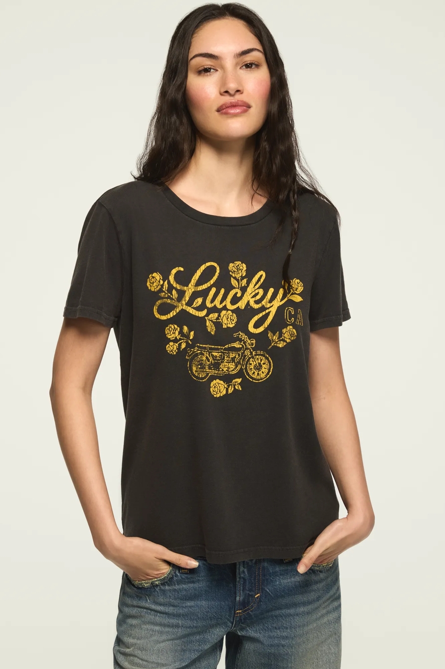 LUCKY ROSE MOTO CLASSIC CREW — JET BLACK — image 2