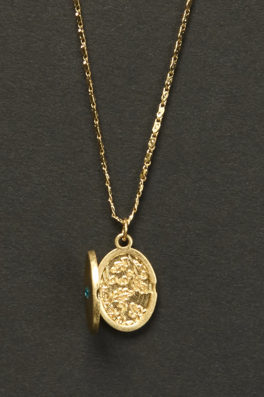 FLOWER LOCKET NECKLACE — GOLD — image 2