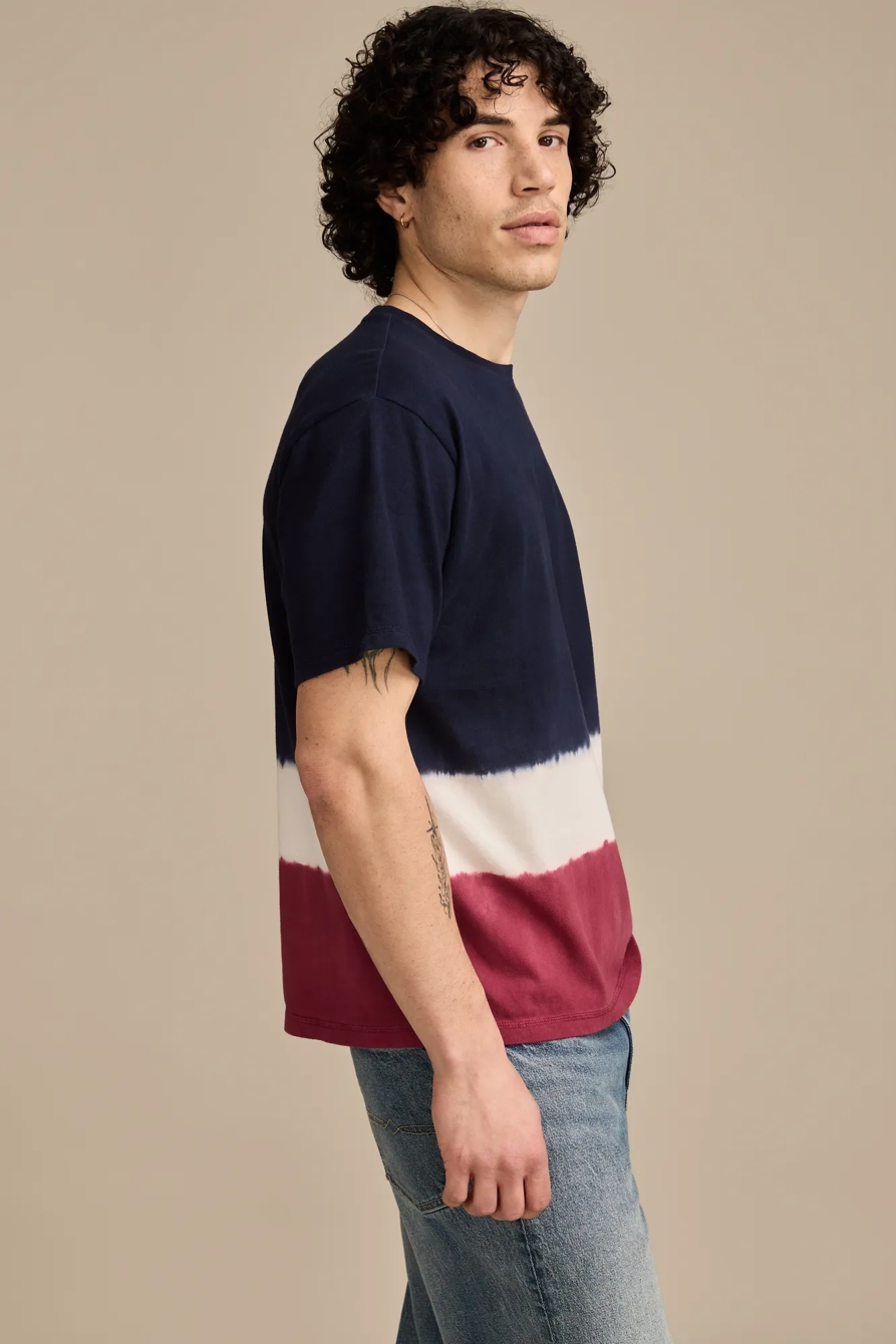 DIP DYE RELAXED FIT T SHIRT — NAVY MULTI — image 4