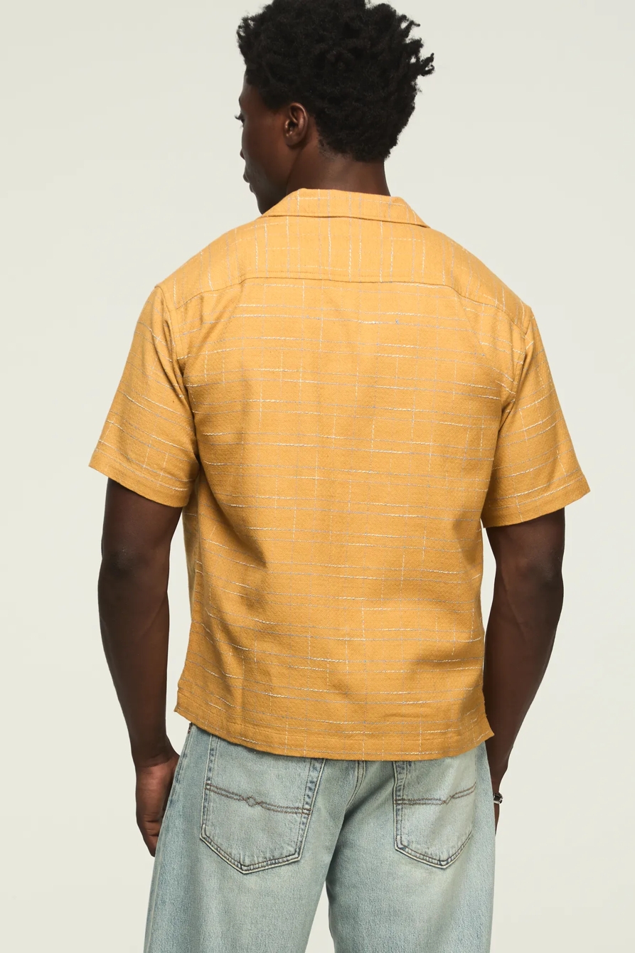 KINDA CROPPED CAMP COLLAR SHIRT — MUSTARD MULTI — image 3