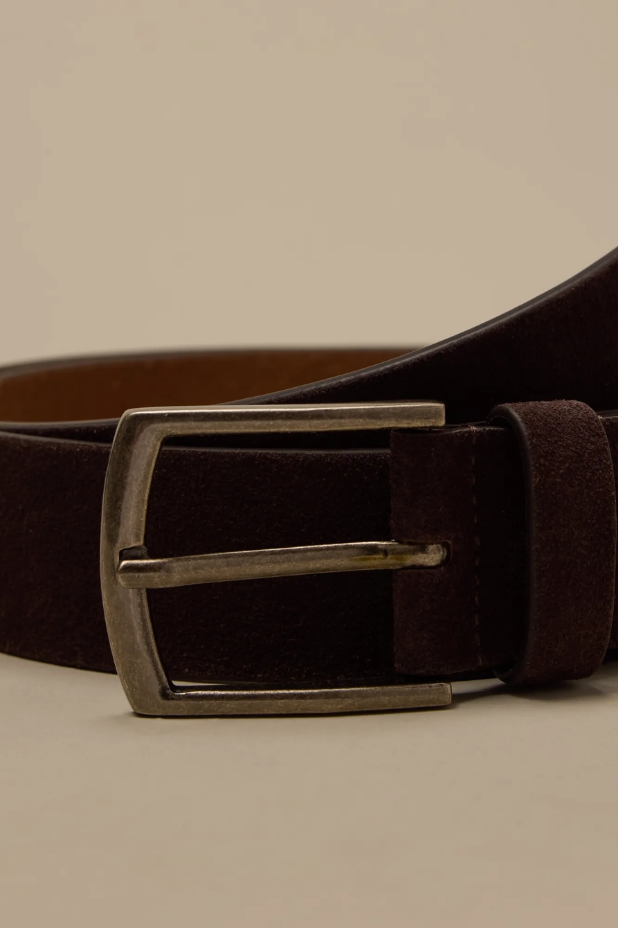 SUEDE LEATHER BELT — DARK BROWN — image 3
