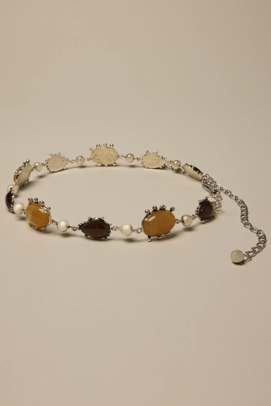 STONE CHAIN BELT — SILVER — image 1
