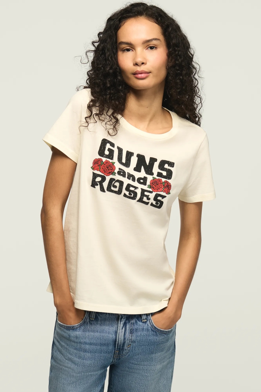 GUNS AND ROSES EMBELLISHED CLASSIC CREW — CANOLI CREAM — image 2