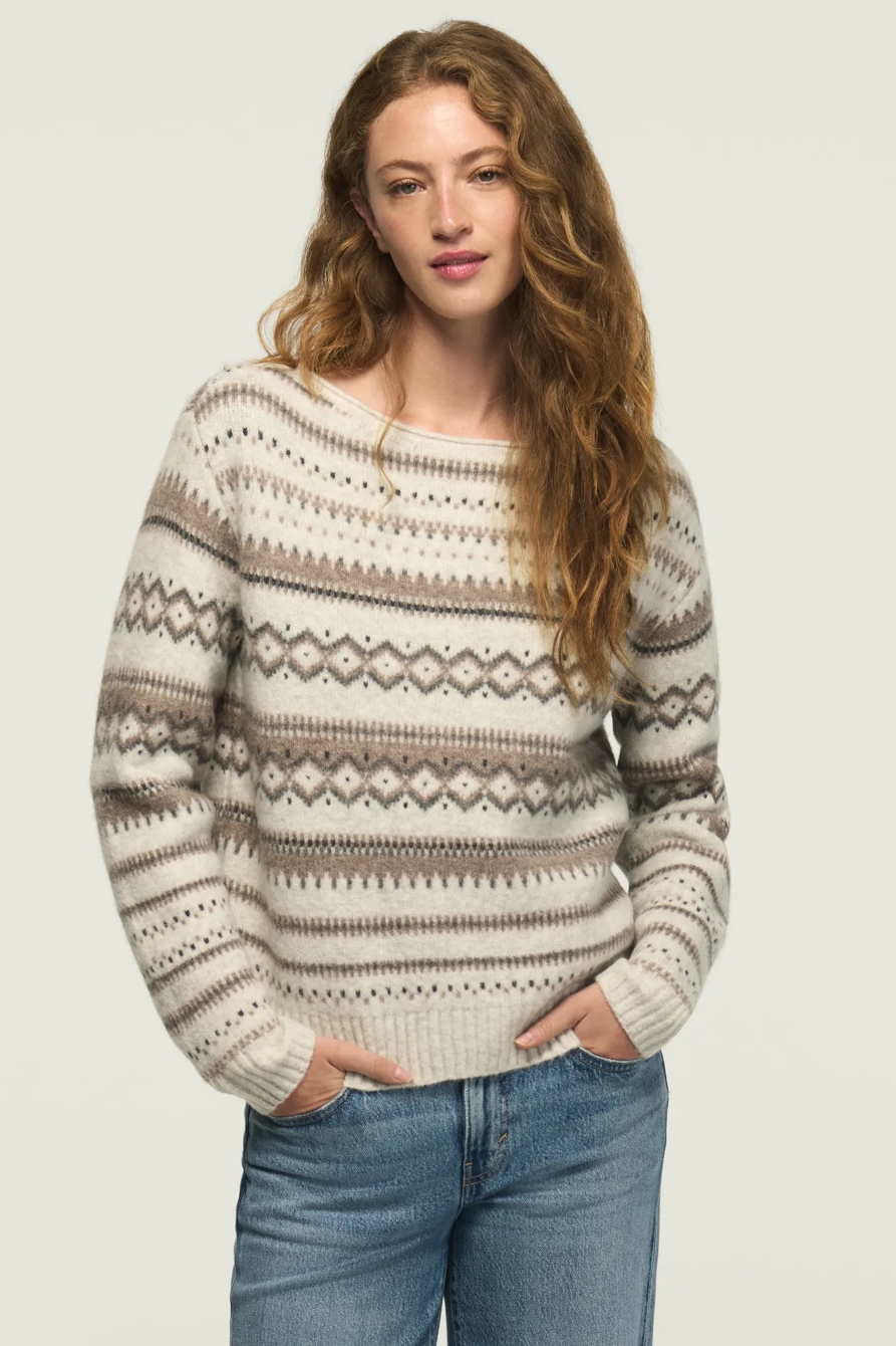 FAIR ISLE CREW SWEATER — LIGHT HEATHER GRAY — image 1