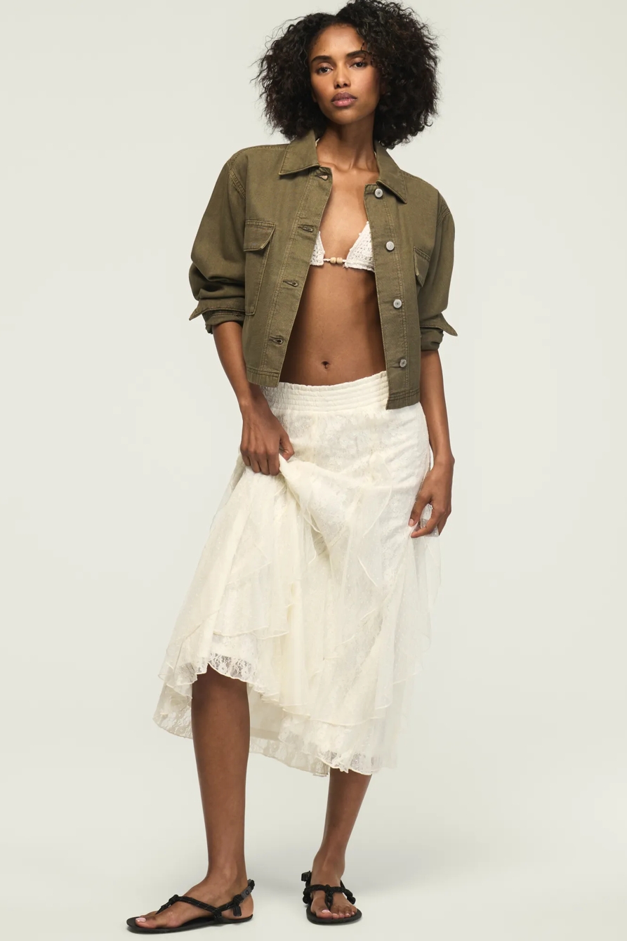 FESTIVAL LACE MIDI SKIRT — CREAM — image 1