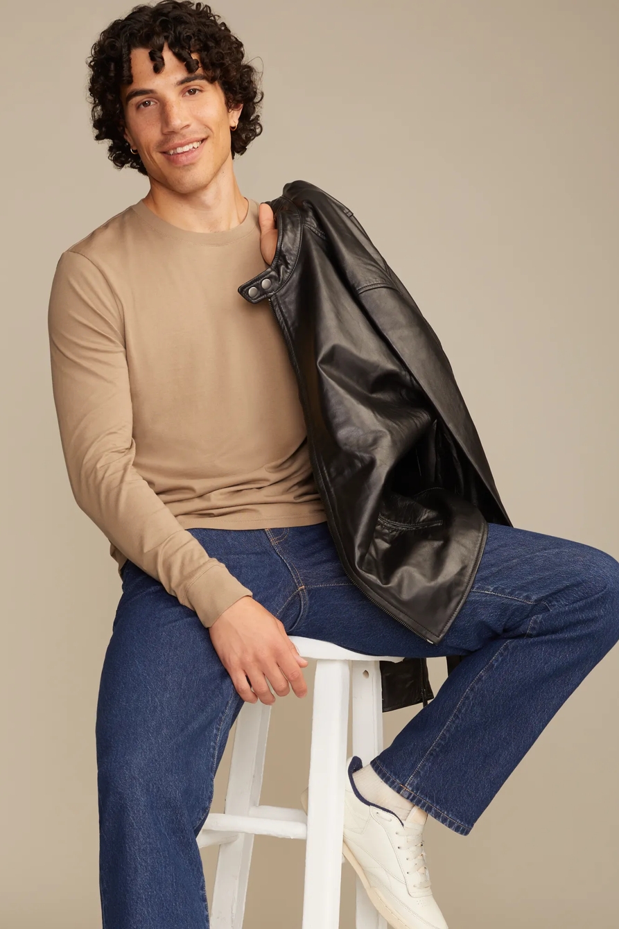 SUPIMA LONG SLEEVE CREW — TIMBER WOLF — image 5