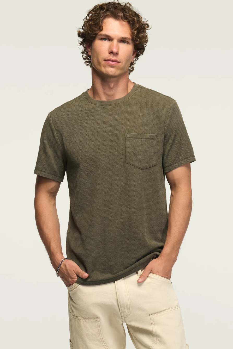 TEXTURED POCKET CREW NECK TEE — BLACK INK — image 1