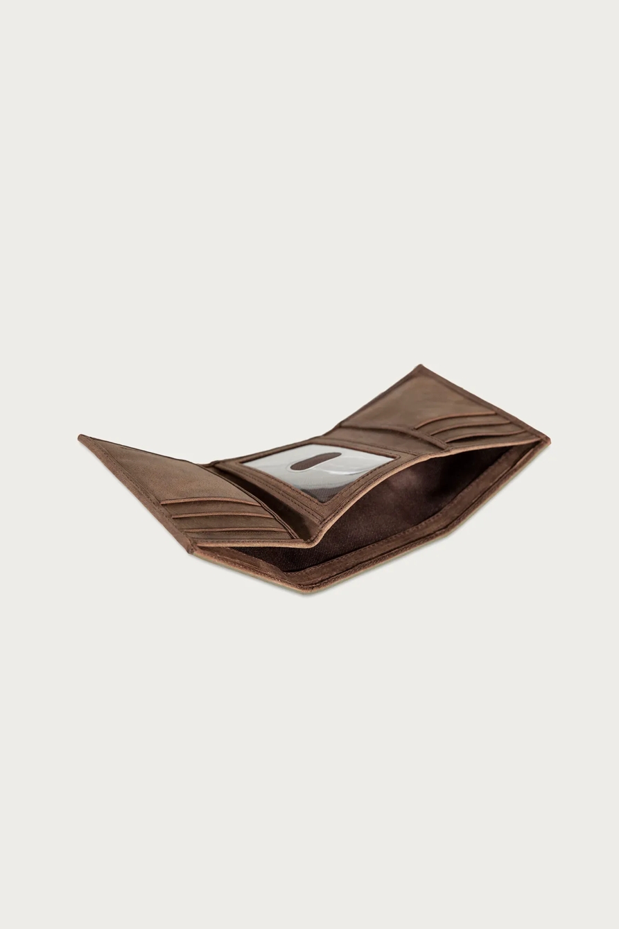 GROOVED LEATHER TRIFOLD WALLET — DARK BROWN — image 5