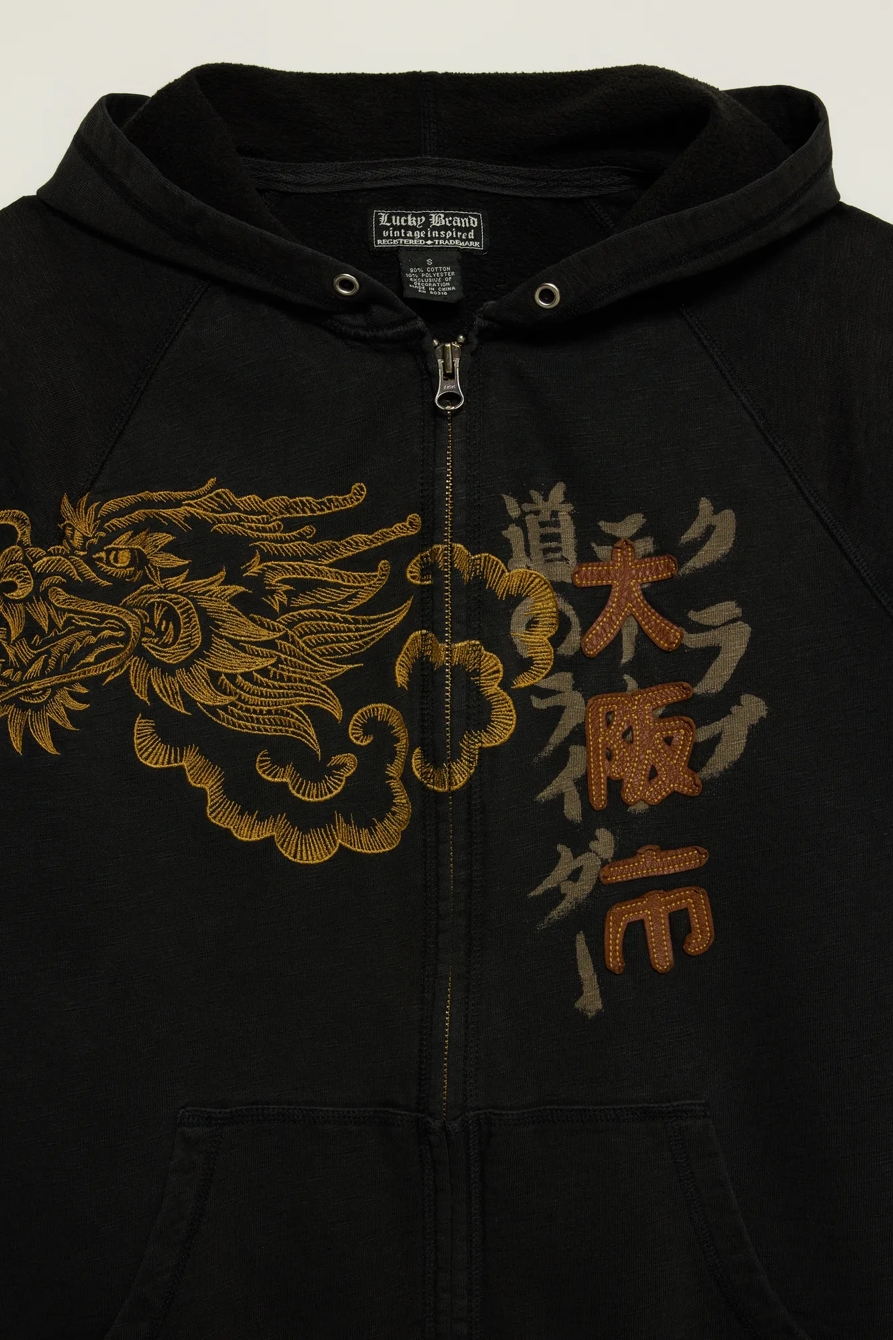 Lucky Brand Men's Vintage Y2K Full Zip Hoodie — BLACK WASH — image 3
