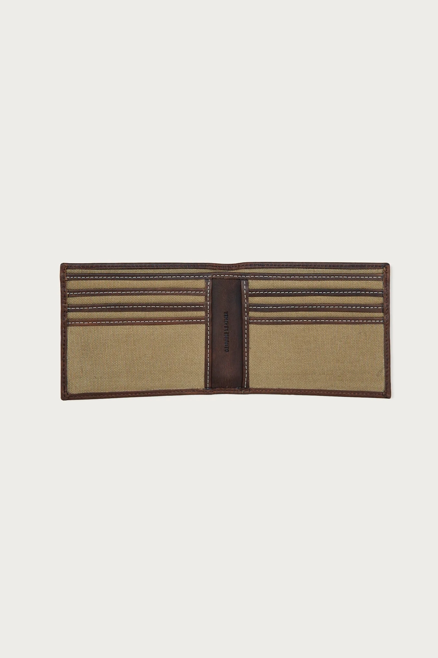CANVAS WITH LEATHER TRIM BIFOLD WALLET — NATURAL — image 3