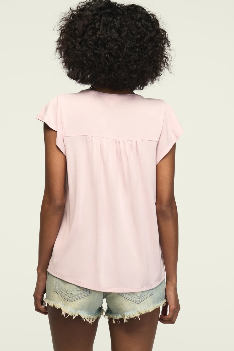 SANDWASH BUTTON UP NOTCH TOP — SHELL PINK — image 3