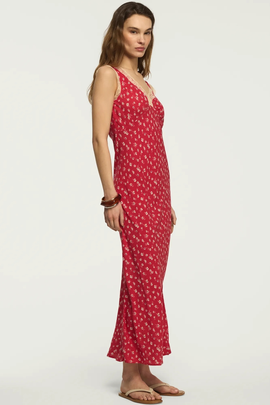 LACE SIMONE MIDI DRESS — RED DITSY — image 5