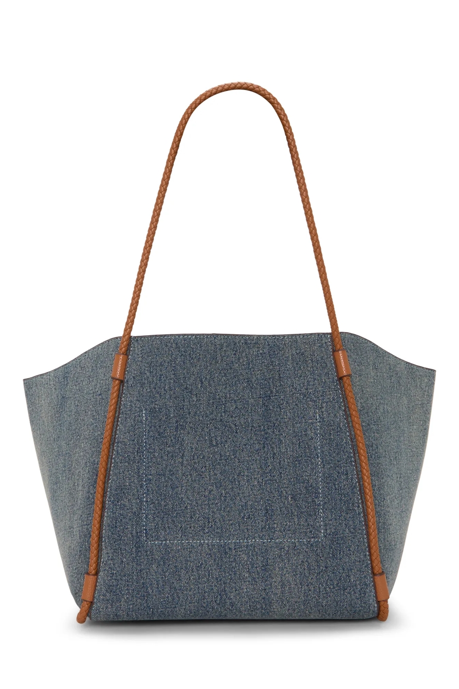 EZRI DENIM TOTE — OPEN BLUE/TURQUOISE — image 2