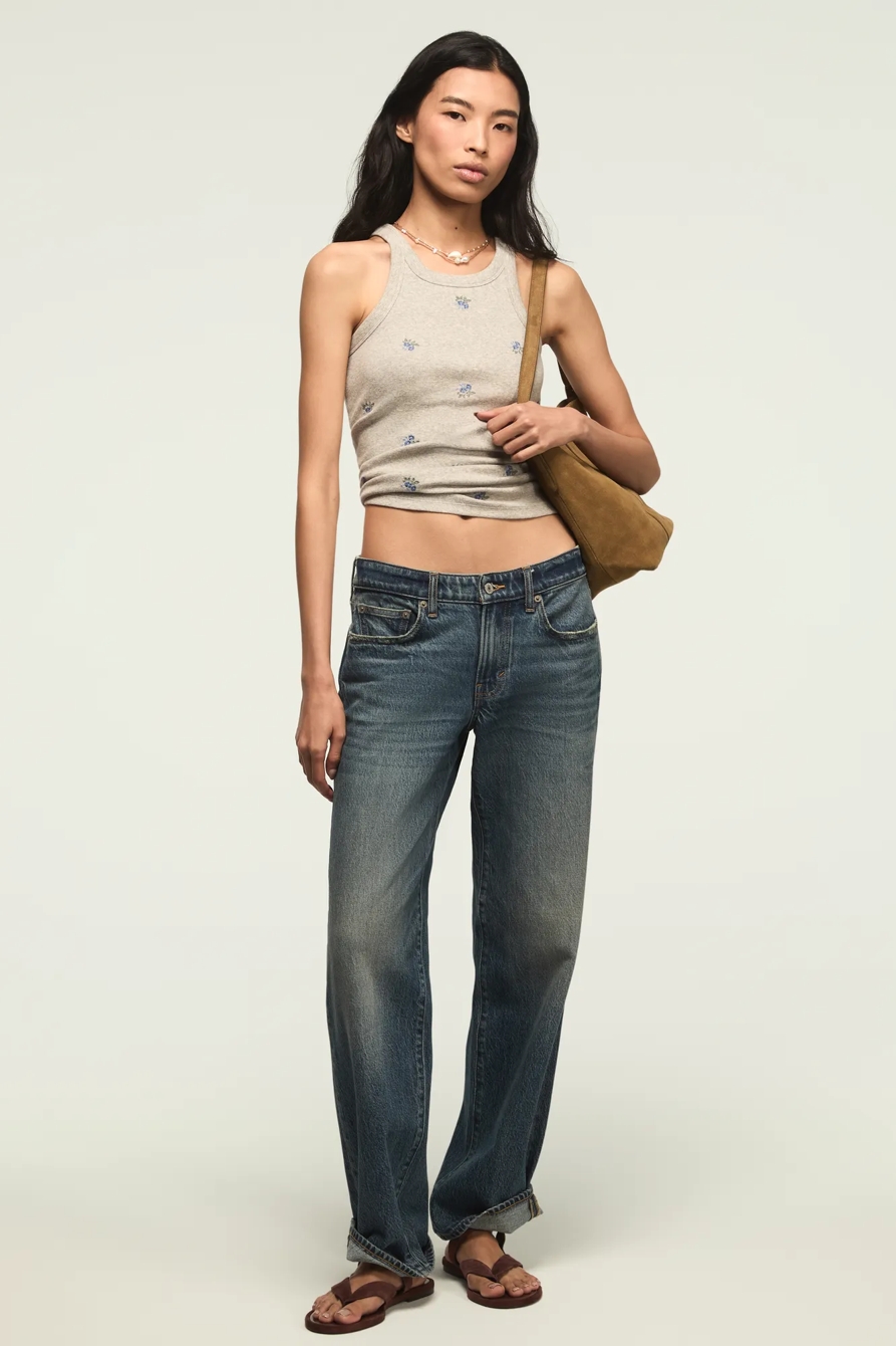 Ribbed Essential Tank — HEATHER GREY FLORAL — image 5