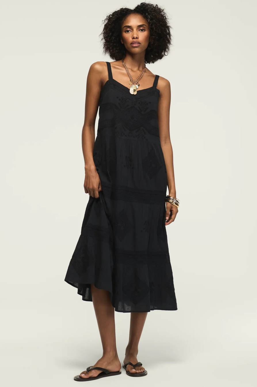 LACE TIERED MAXI DRESS — CAVIAR — image 1